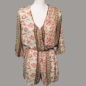 Love Tree v neck shorts jumpsuit